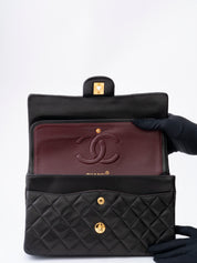 CHANEL Classic Double Flap Matelassé 25 Chain Shoulder Bag, Lambskin, Black, Gold Hardware
