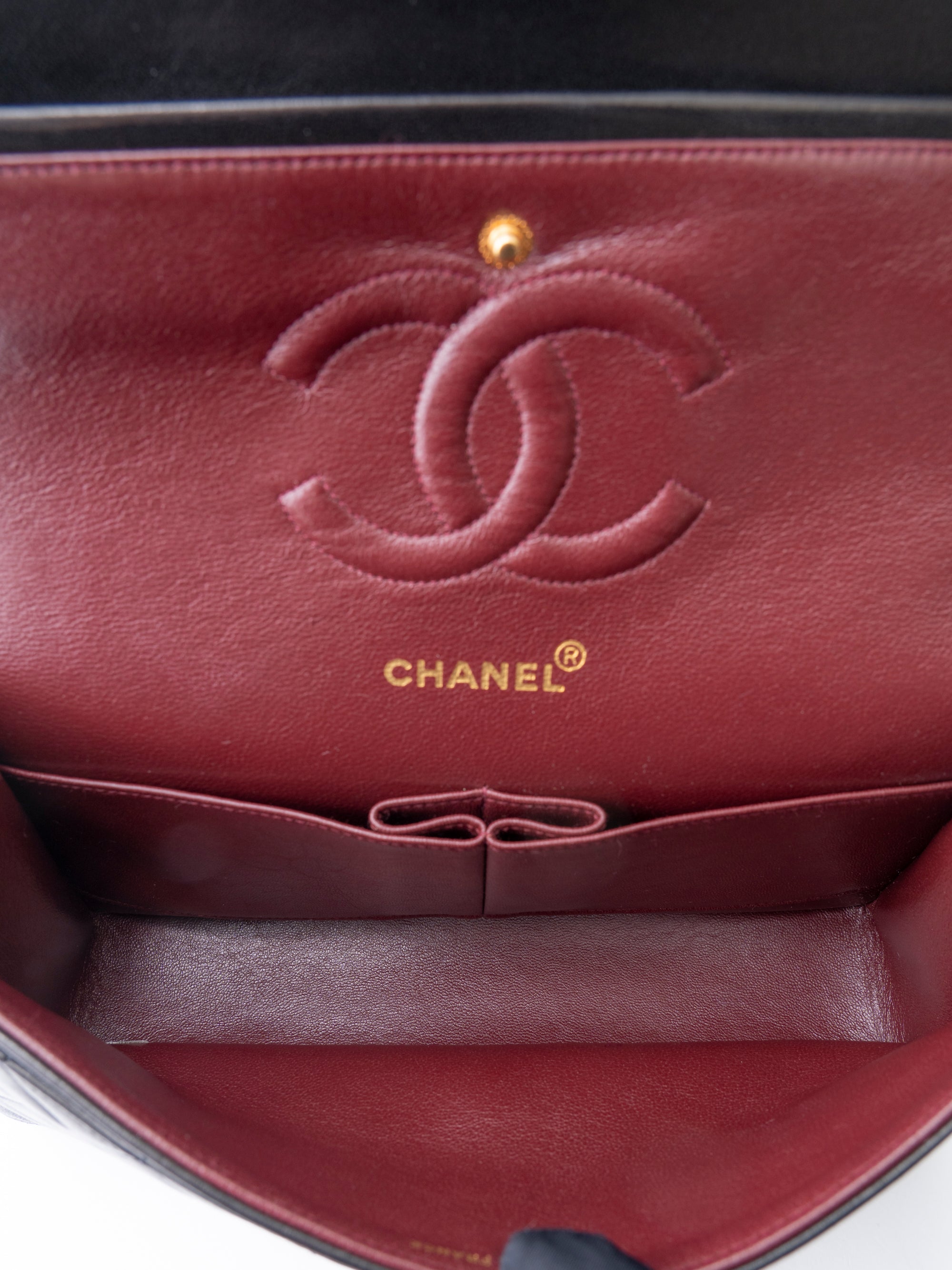 CHANEL Classic Double Flap Matelassé 25 Chain Shoulder Bag, Lambskin, Black, Gold Hardware
