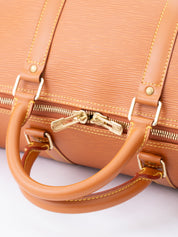 Louis Vuitton M42968 Keepall 50 Handbag Epi Caramel Gold Hardware