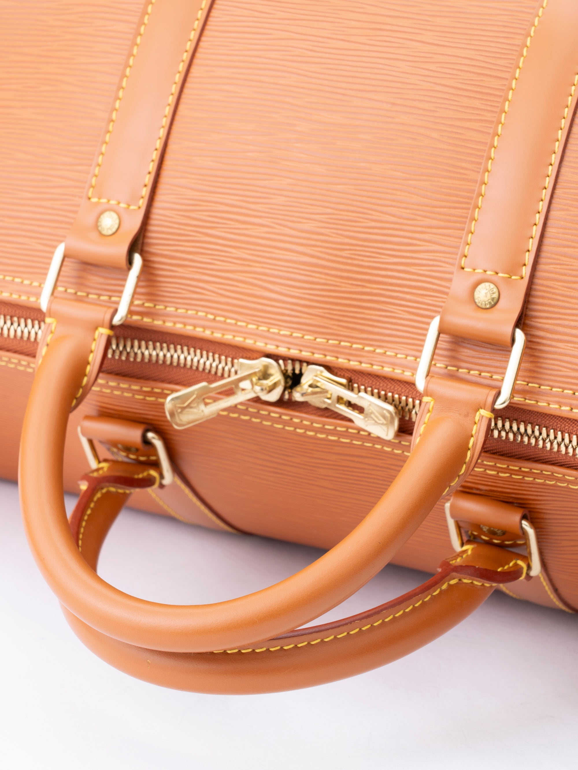 Louis Vuitton M42968 Keepall 50 Handbag Epi Caramel Gold Hardware