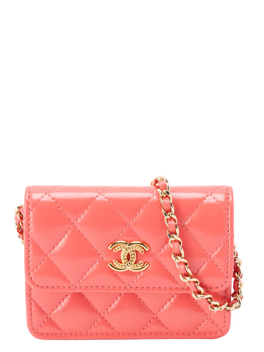 シャネル マトラッセ ランダムシリアル ミニ チェーンショルダーバッグ カーフスキン ピンク ゴールド金具