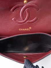 CHANEL Classic Double Flap Matelassé 25 Chain Shoulder Bag, Lambskin, Black, Gold Hardware