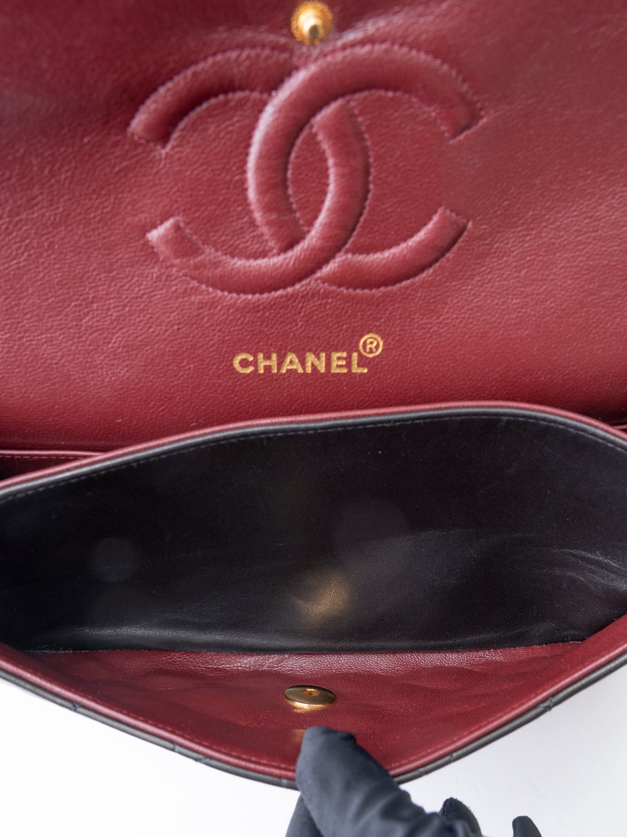 CHANEL Classic Double Flap Matelassé 25 Chain Shoulder Bag, Lambskin, Black, Gold Hardware