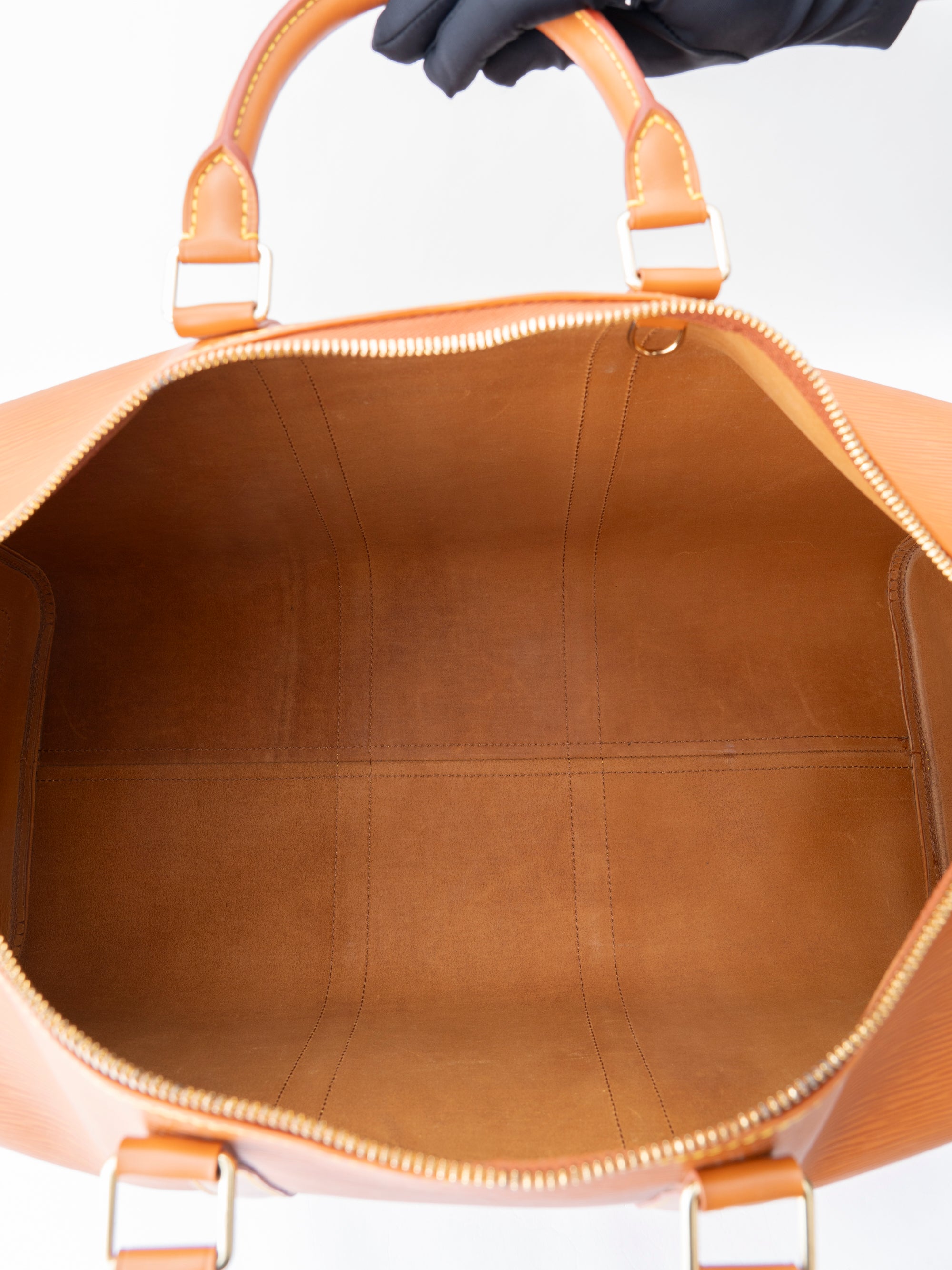 Louis Vuitton M42968 Keepall 50 Handbag Epi Caramel Gold Hardware
