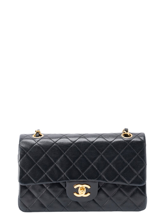 シャネル Wフラップ ショルダーチェーンバッグ マトラッセ23 ラムスキン ブラック ゴールド金具