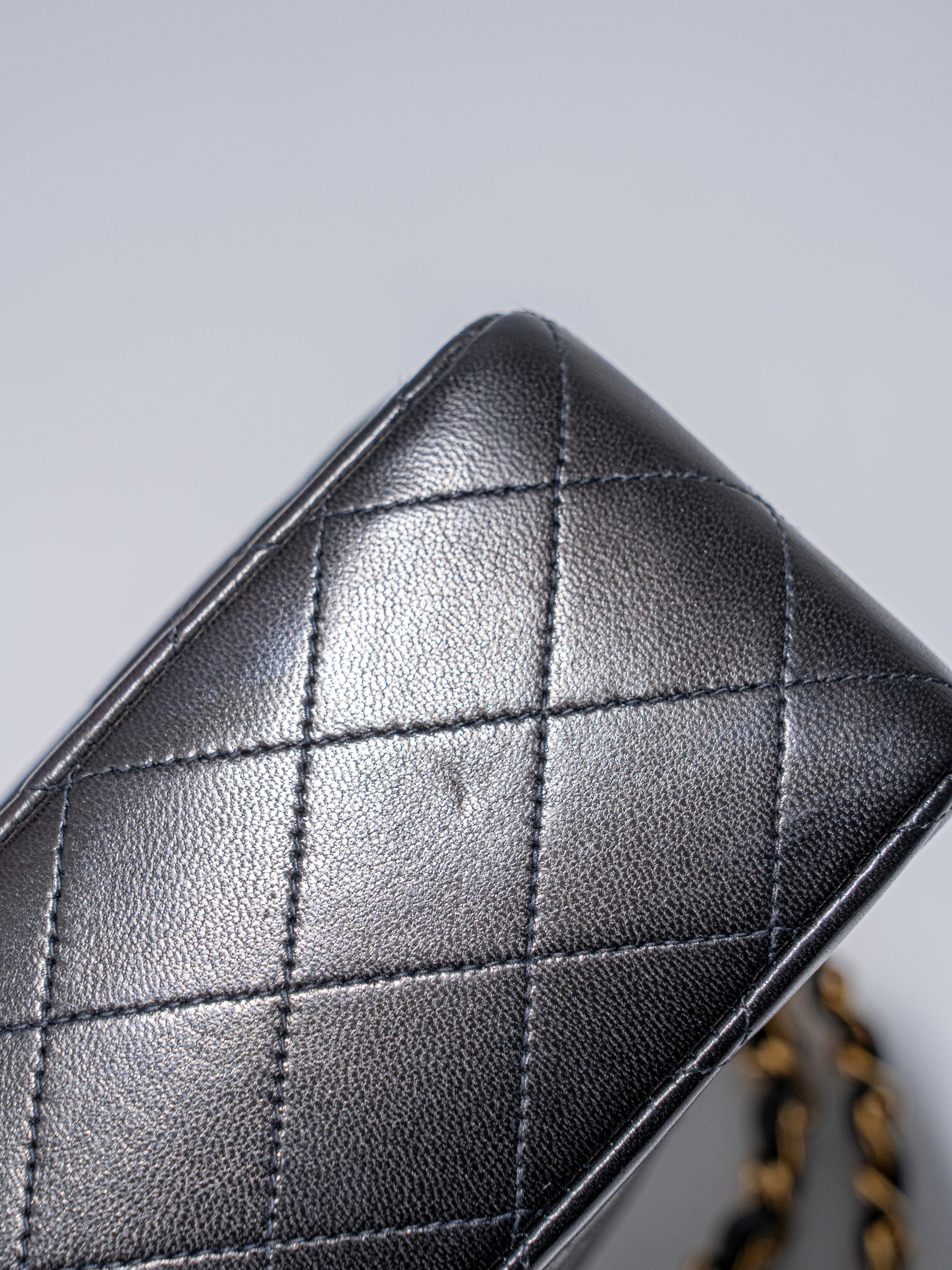 CHANEL Classic Double Flap Matelassé 25 Chain Shoulder Bag, Lambskin, Black, Gold Hardware