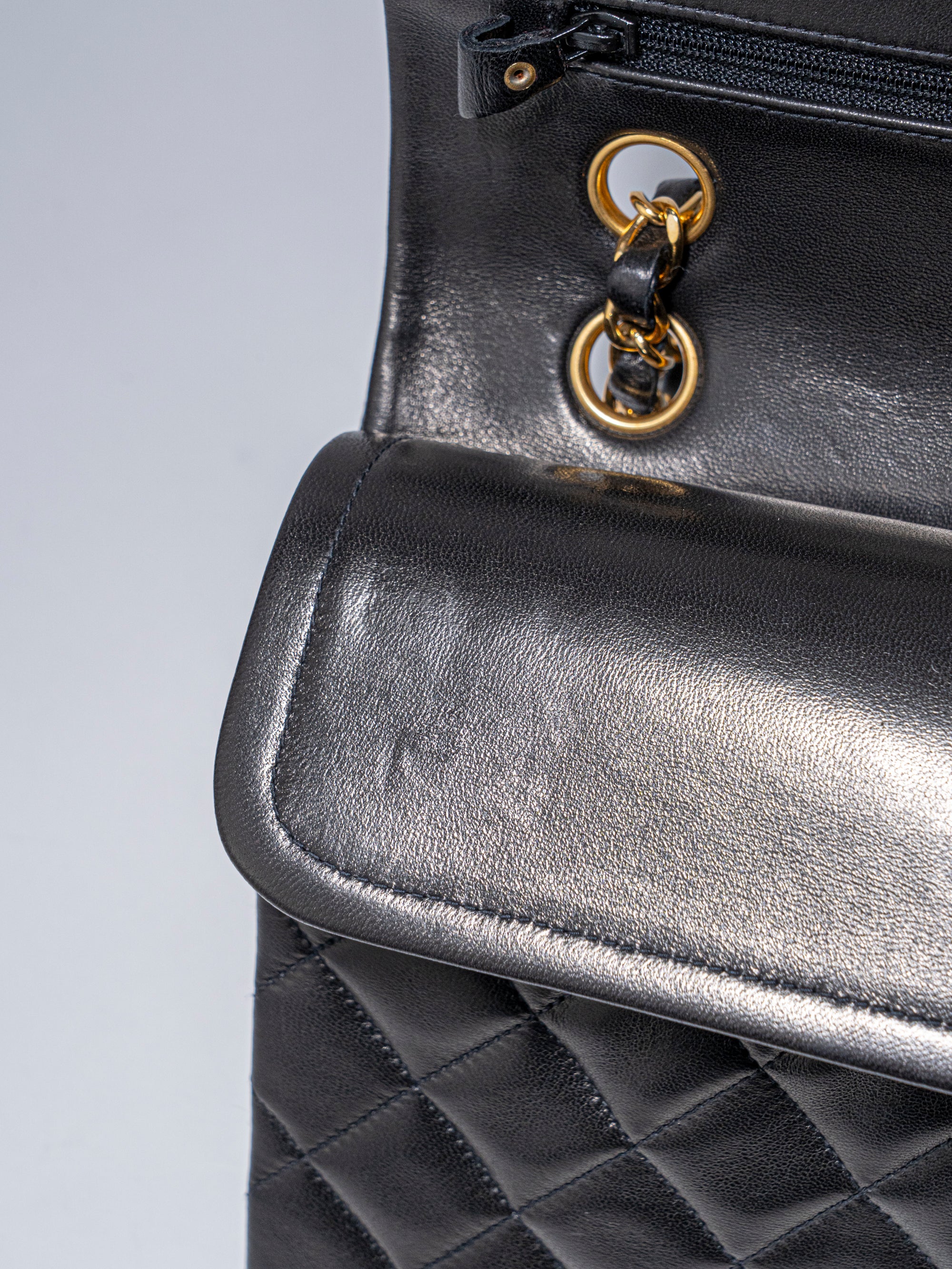 CHANEL Classic Double Flap Matelassé 25 Chain Shoulder Bag, Lambskin, Black, Gold Hardware