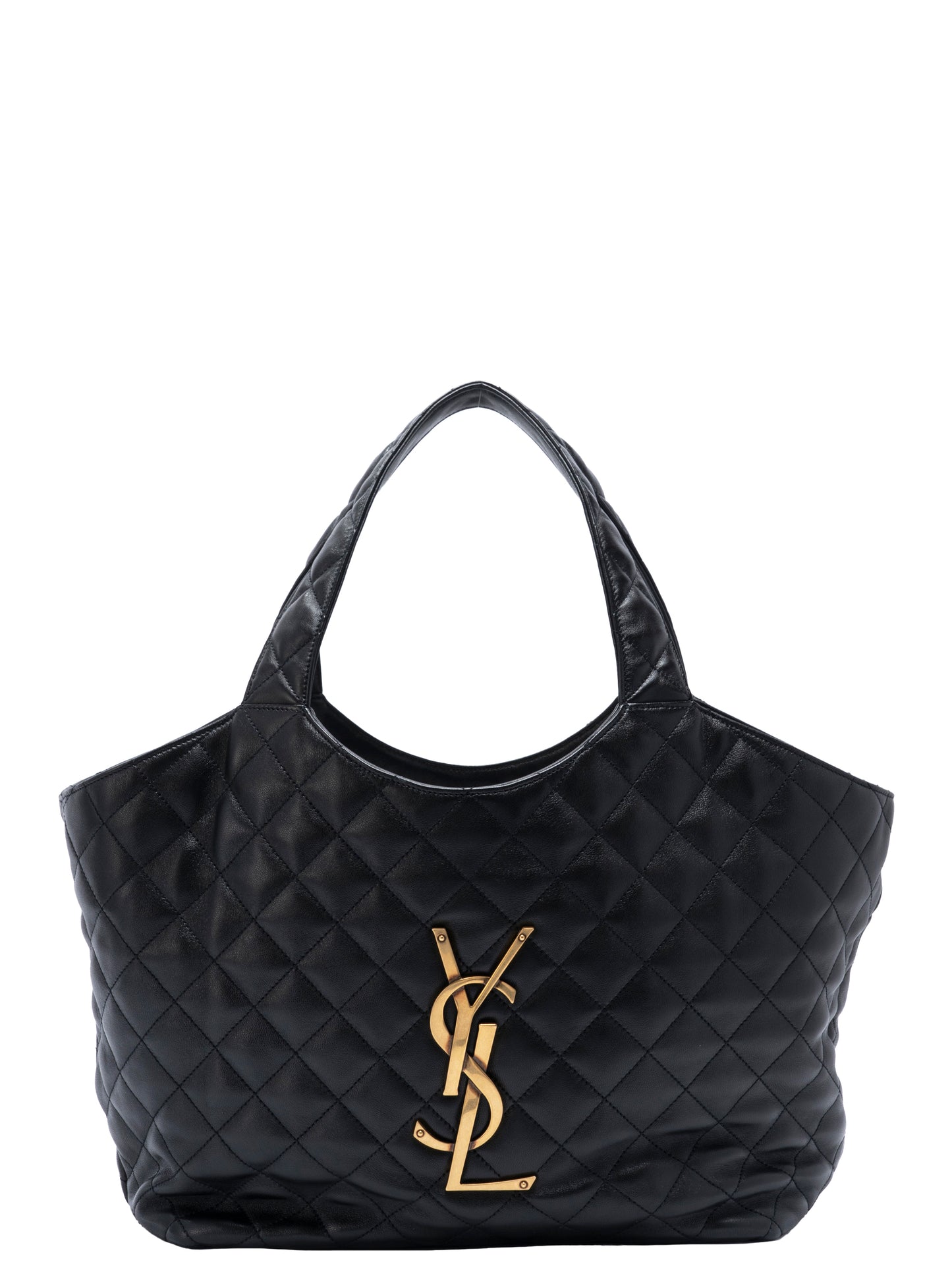 サンローラン イカール ミディアム ショッピングトートバッグ キルティングナッパレザー ブラック アンティークゴールド金具