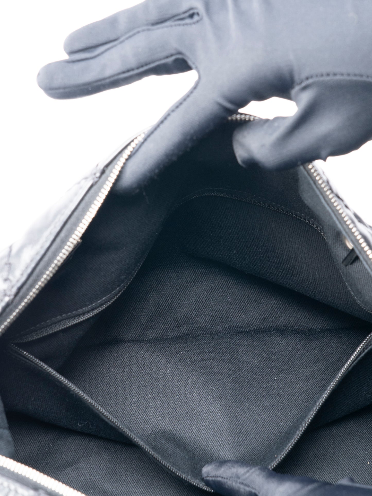 シャネル ワイルドステッチ チェーントートバッグ カーフスキン ブラック シルバー金具