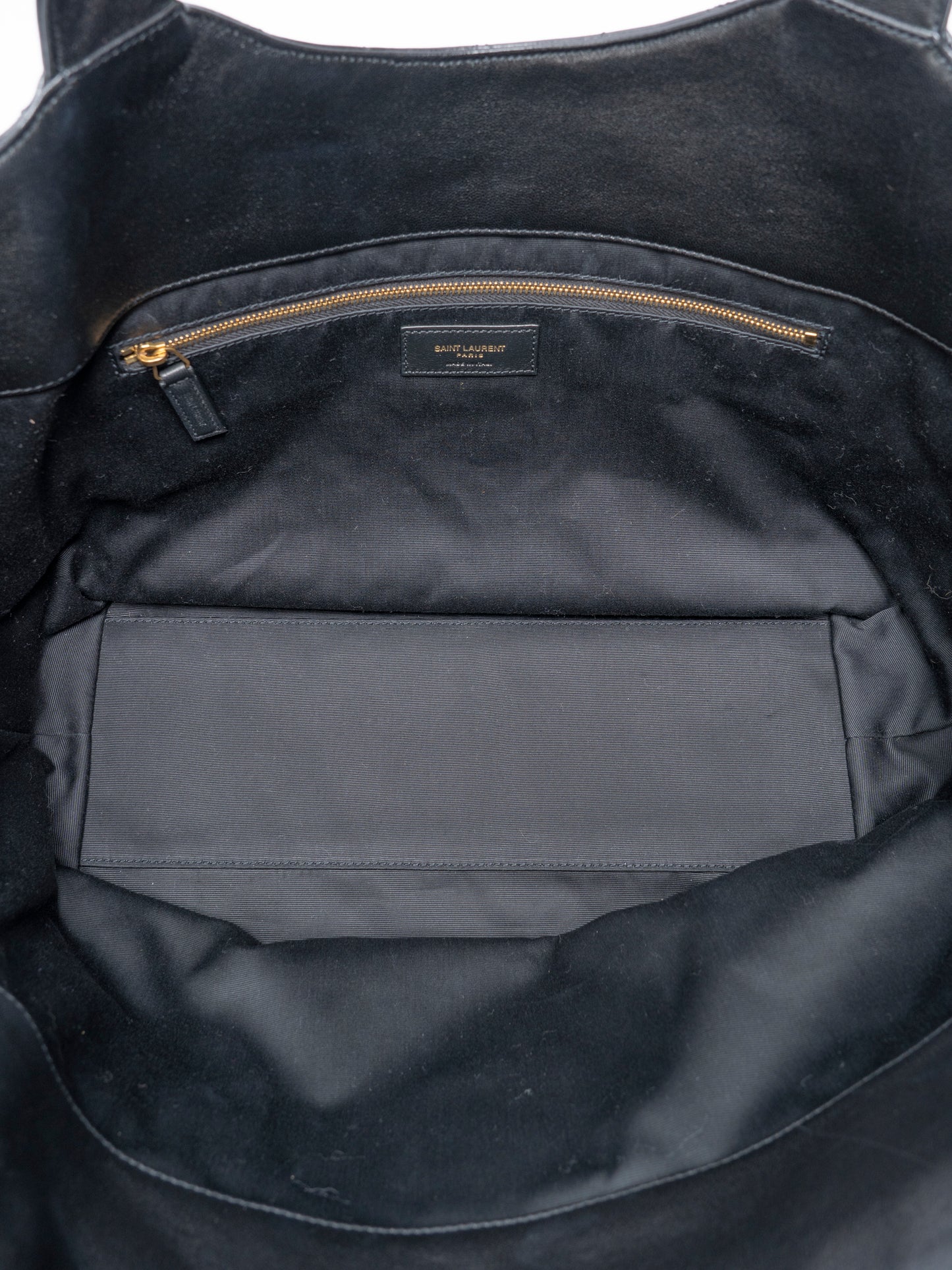 サンローラン イカール ミディアム ショッピングトートバッグ キルティングナッパレザー ブラック アンティークゴールド金具