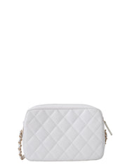 Chanel Matelassé Chain Random Serial Camera Bag Caviar Skin White Gold Hardware