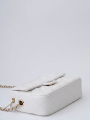 Chanel Matelassé Chain Random Serial Camera Bag Caviar Skin White Gold Hardware