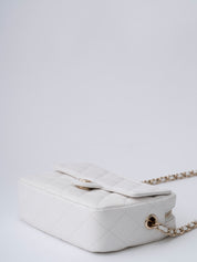 Chanel Matelassé Chain Random Serial Camera Bag Caviar Skin White Gold Hardware
