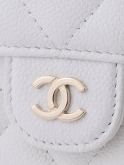 Chanel Matelassé Chain Random Serial Camera Bag Caviar Skin White Gold Hardware