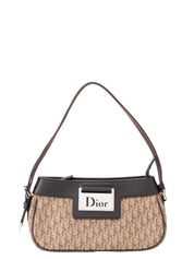 Dior Street Chic Trotter Shoulder Bag Canvas Brown Silver Hardware