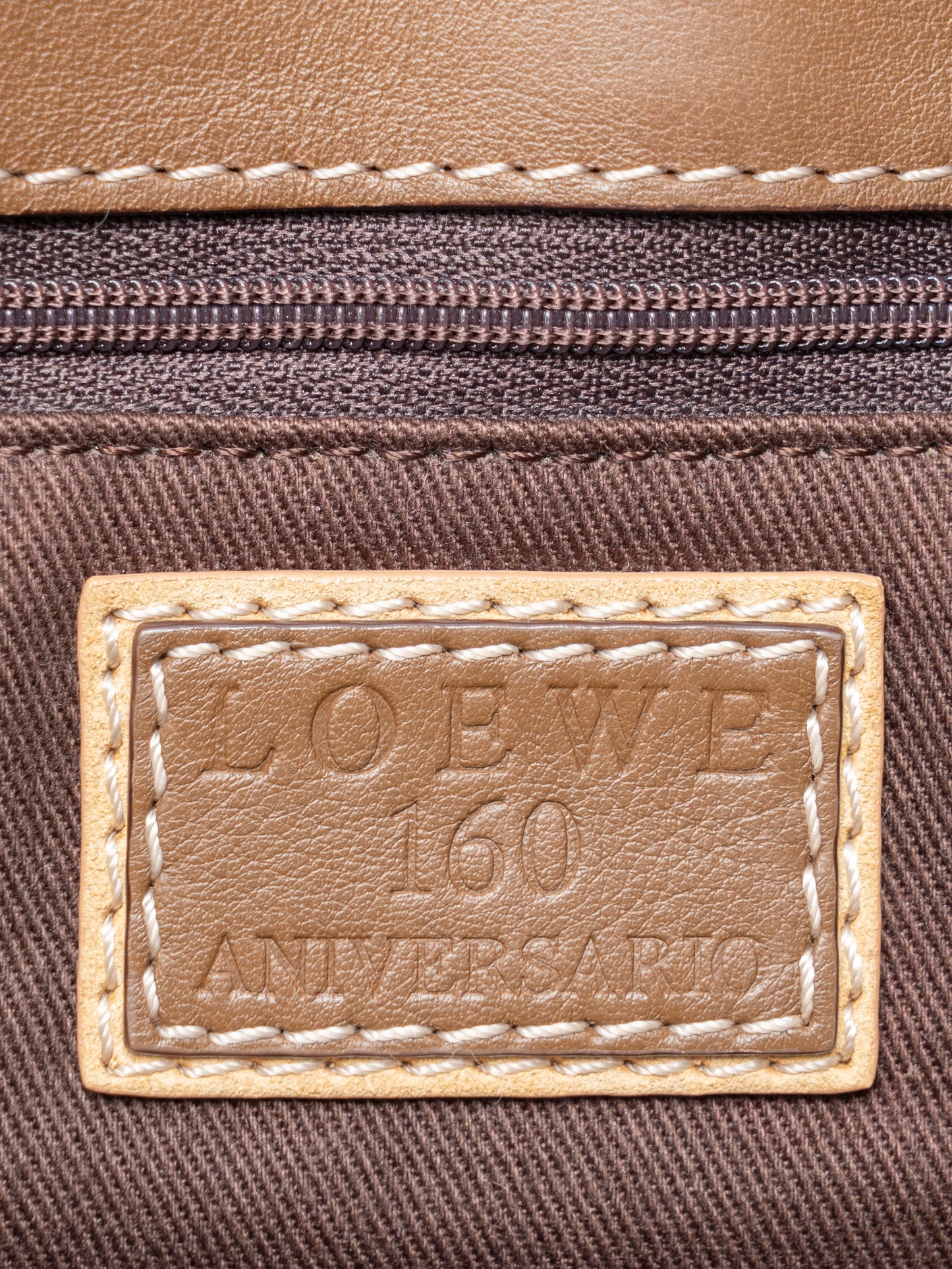 ロエベ ロゴ 160周年記念 ショルダーバッグ キャンバス ベージュ ゴールド金具