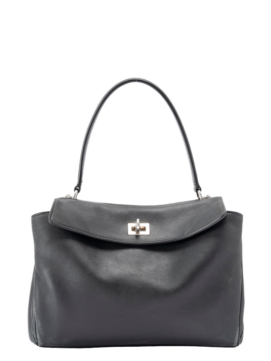 バレンシアガ ロデオ スモール ユーズド チャーム付き アンティーク調 ショルダーバッグ スムースカーフスキン ブラック  シルバー金具