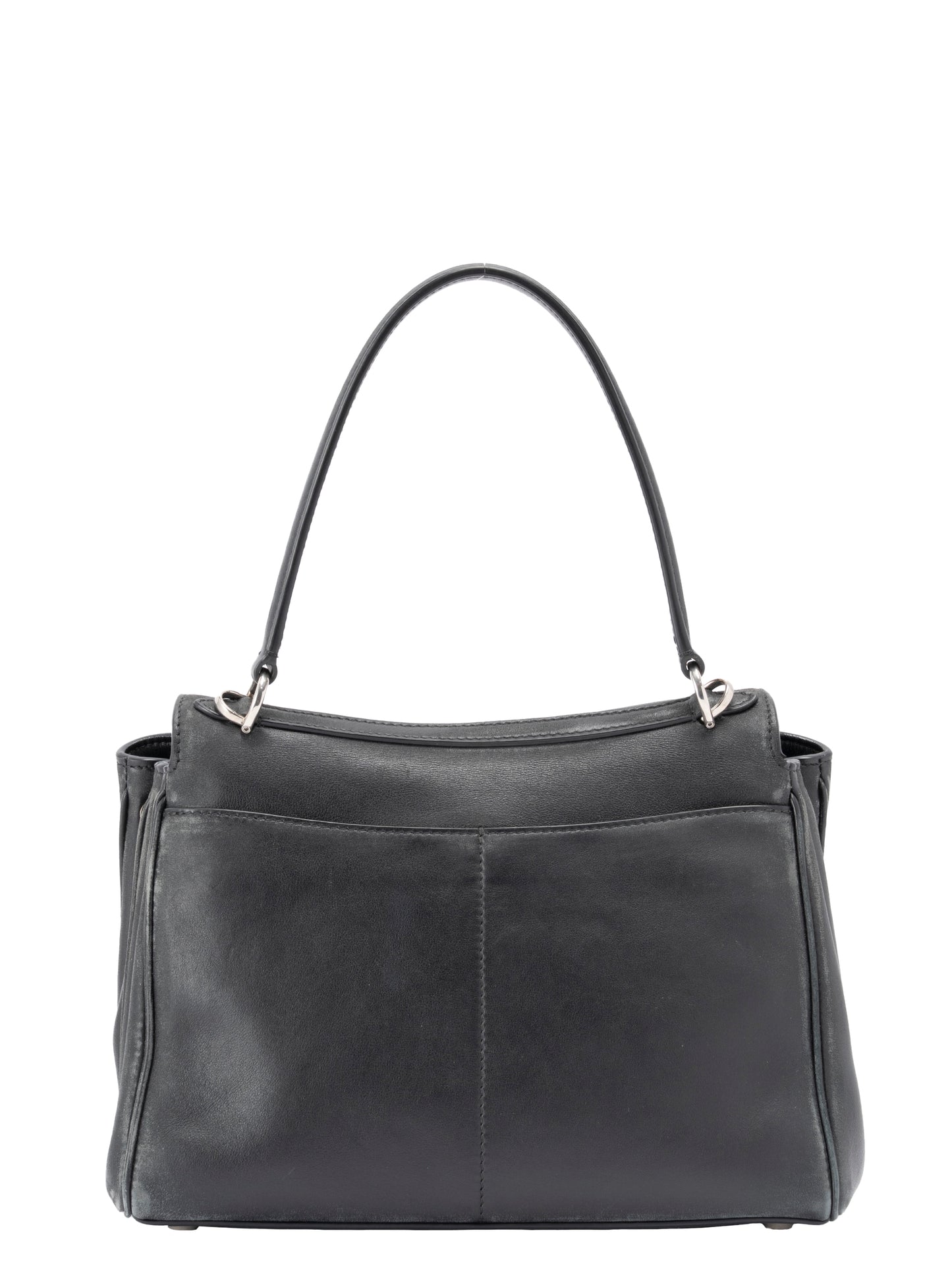 バレンシアガ ロデオ スモール ユーズド チャーム付き アンティーク調 ショルダーバッグ スムースカーフスキン ブラック  シルバー金具