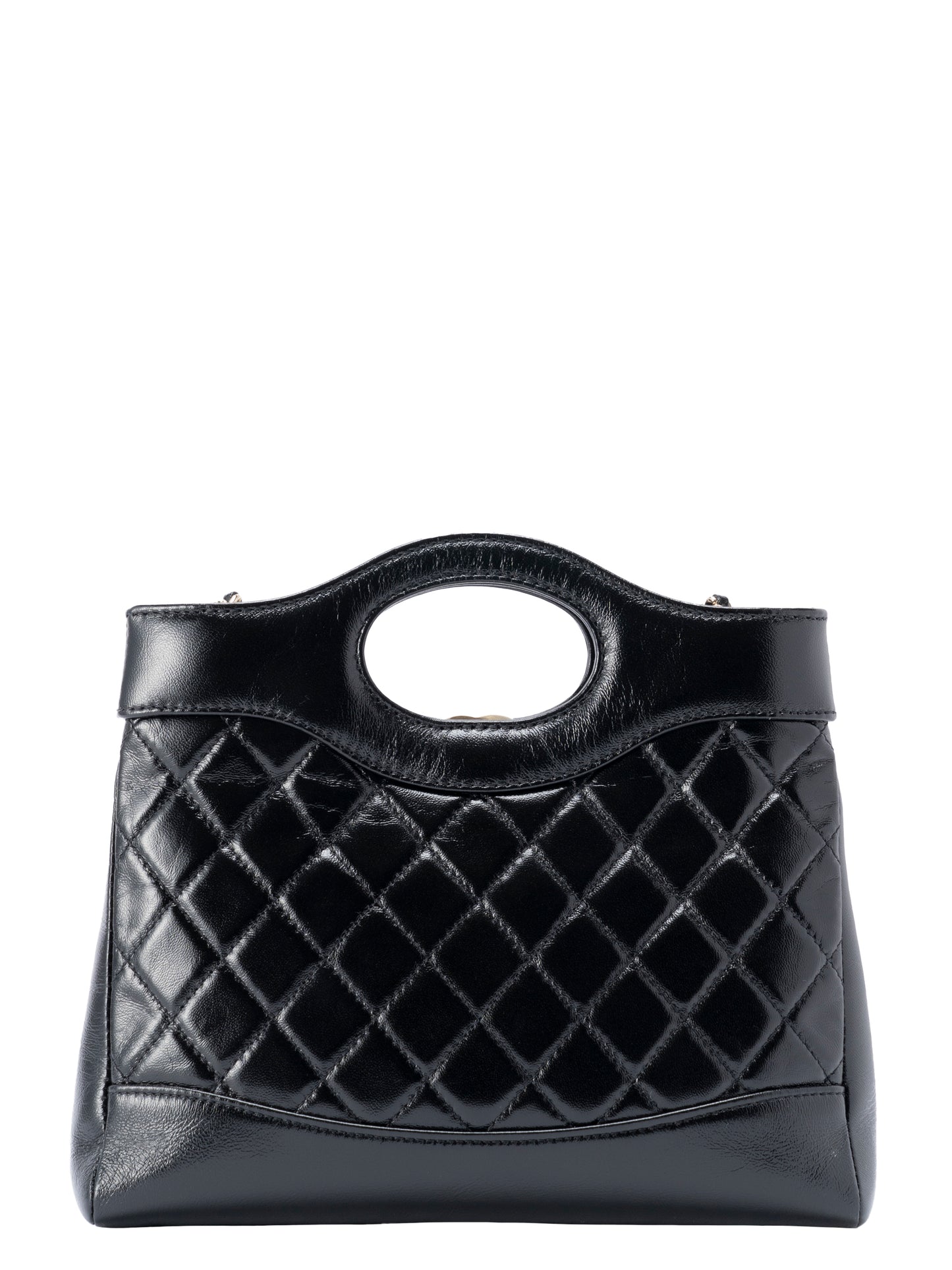 シャネル シャネル31 ミニショルダーバッグ シリアルプレート ラムスキン ブラック ゴールド金具