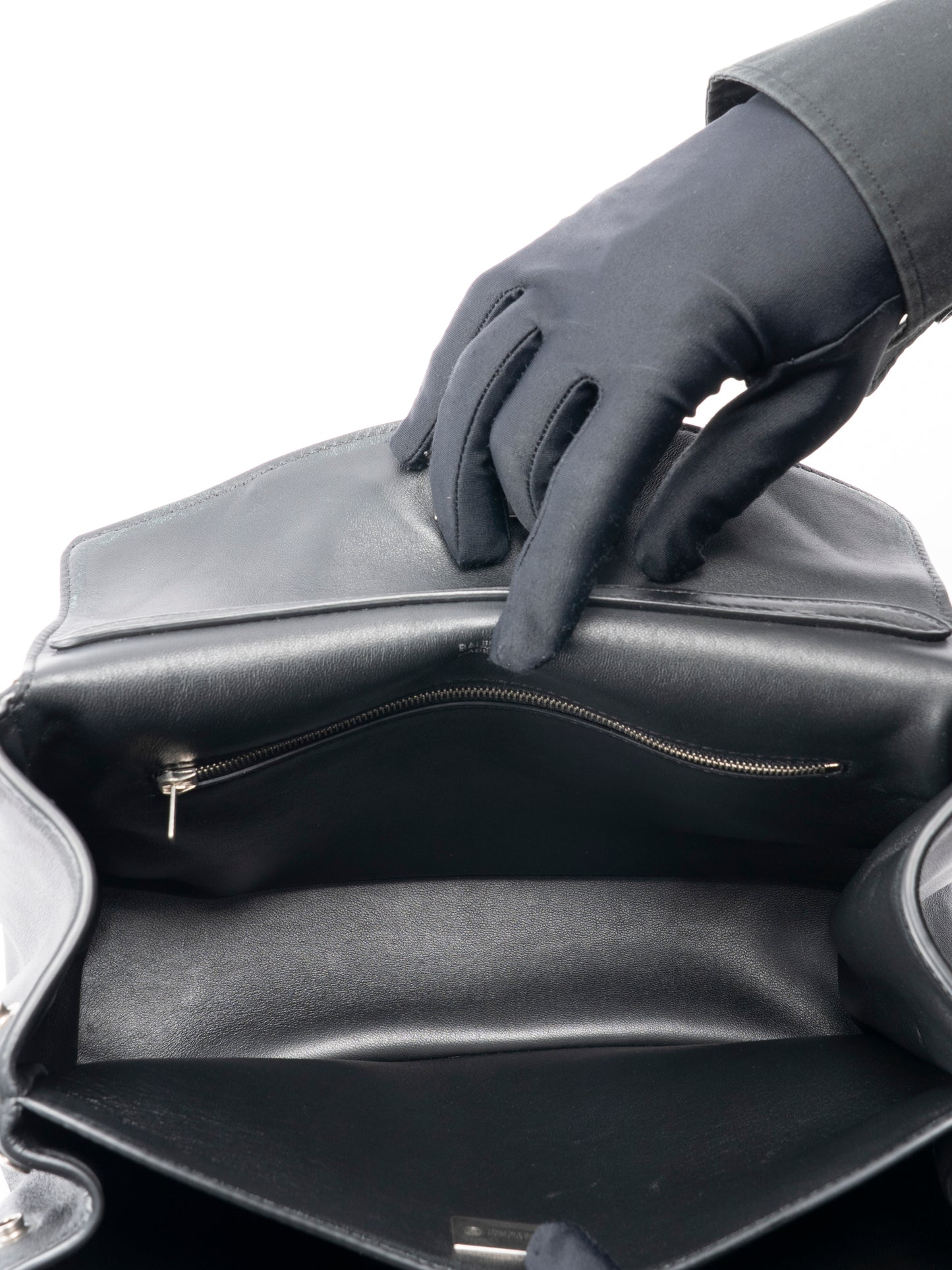 バレンシアガ ロデオ スモール ユーズド チャーム付き アンティーク調 ショルダーバッグ スムースカーフスキン ブラック  シルバー金具