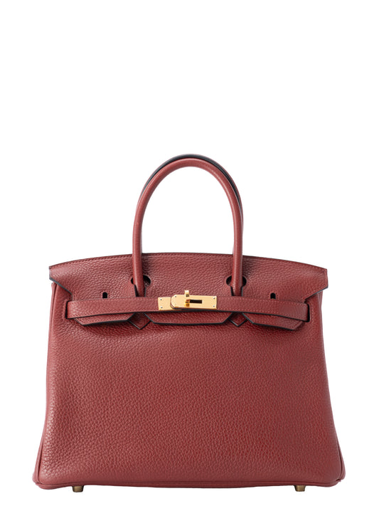 エルメス バーキン30 ハンドバッグ □Q刻:2013年 トリヨンクレマンス ルージュアッシュ ゴールド金具