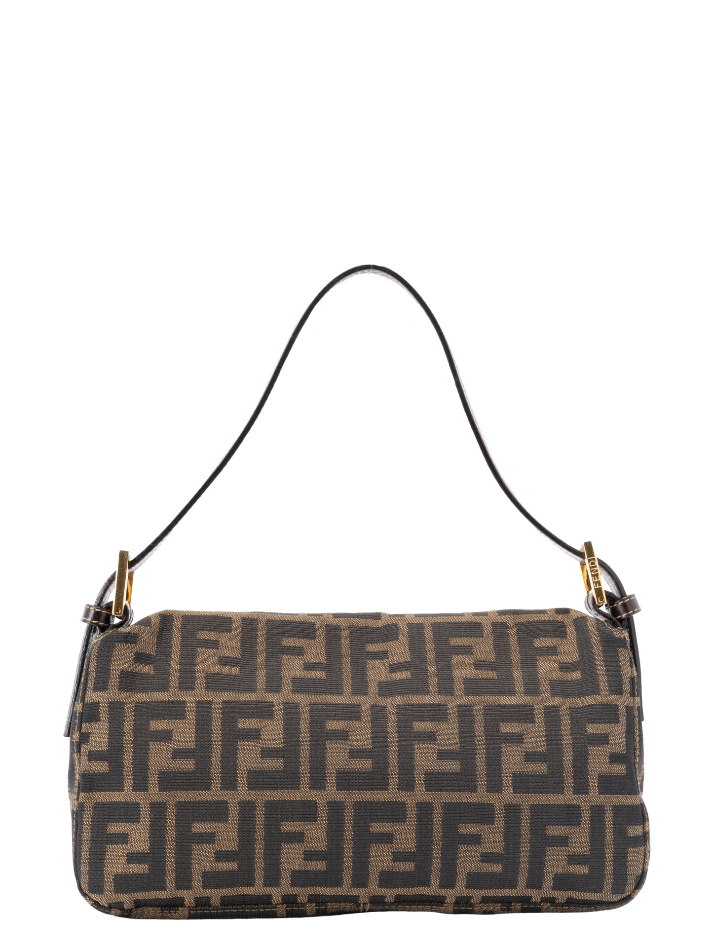 フェンディ ズッカ マンマバケット ショルダーバッグ キャンバス ブラウン ゴールド金具