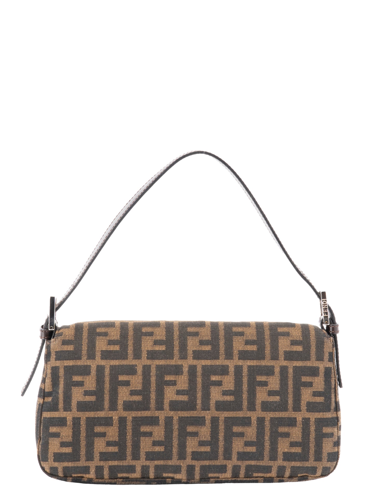 フェンディ ズッカ マンマバケット ショルダーバッグ キャンバス ブラウン シルバー金具