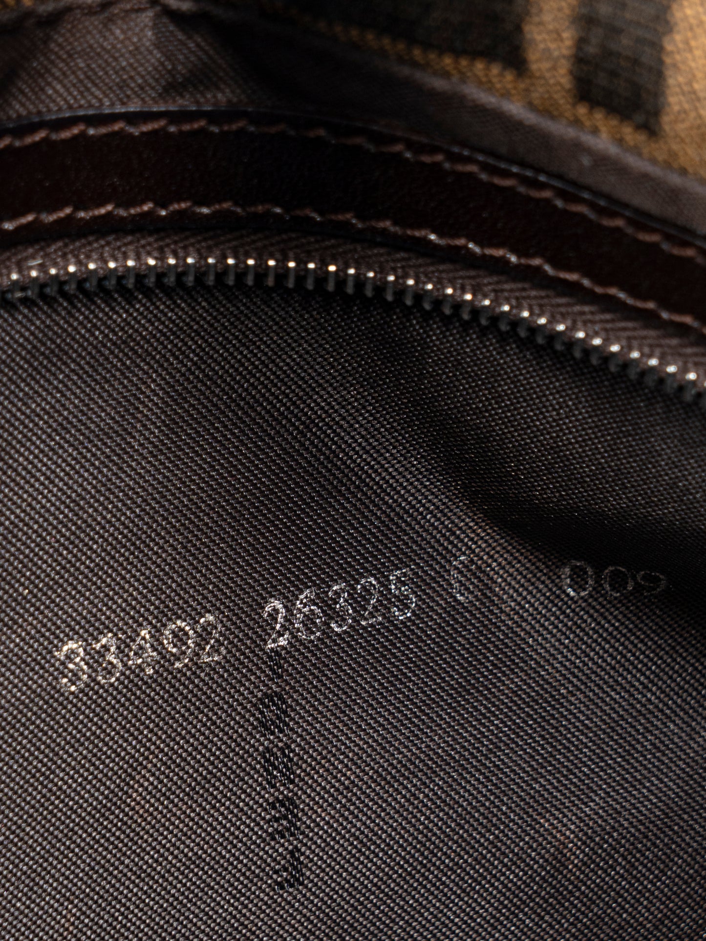 フェンディ ズッカ マンマバケット ショルダーバッグ キャンバス ブラウン シルバー金具