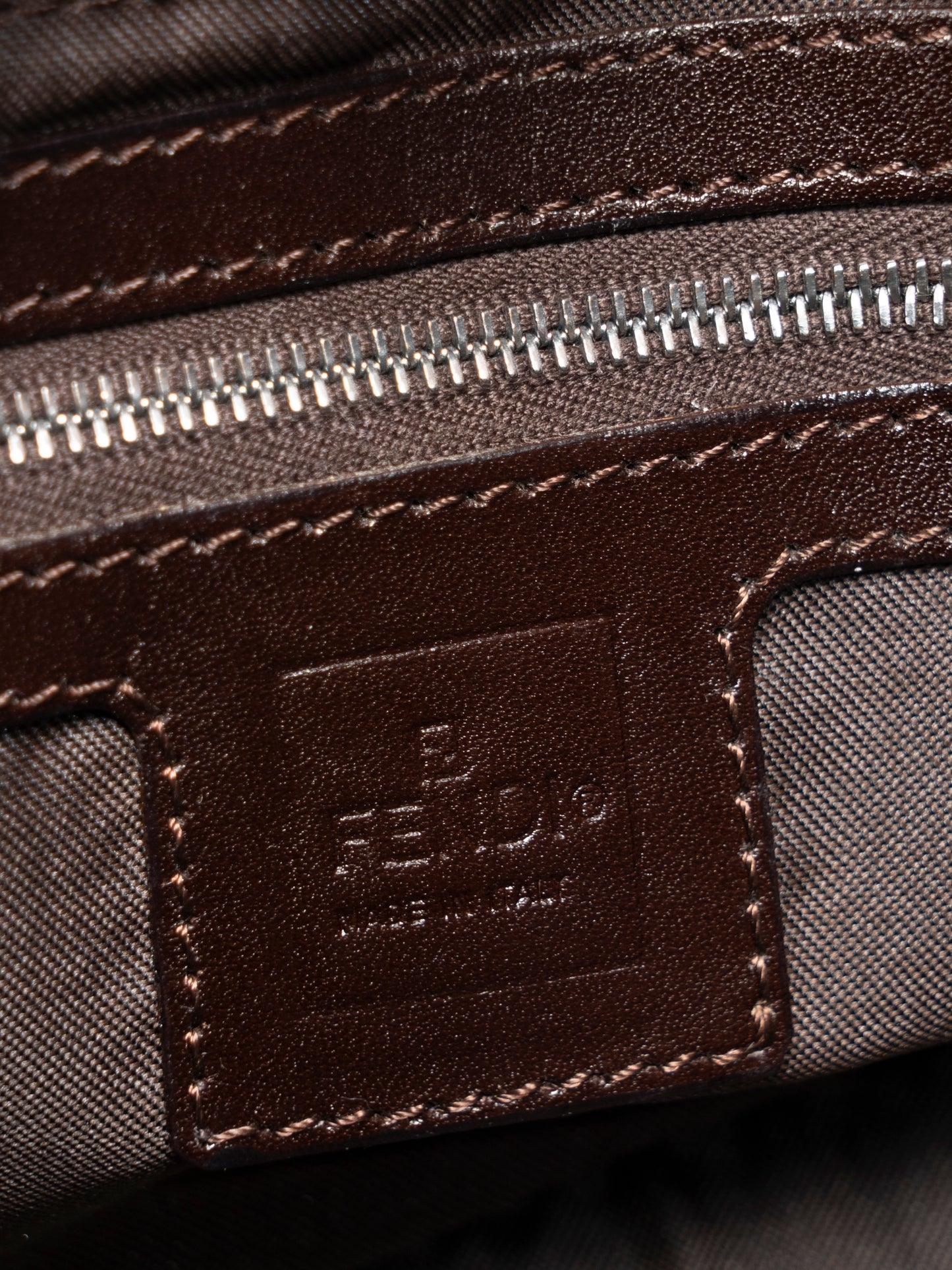 フェンディ ズッカ マンマバケット ショルダーバッグ キャンバス ブラウン シルバー金具