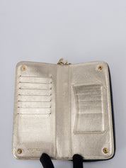 CHANEL CC Logo Long Wallet Denim Navy Gold Hardware