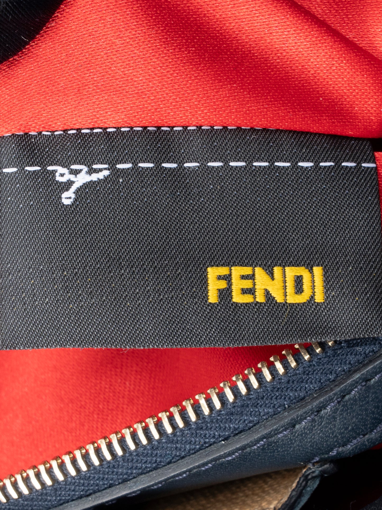 フェンディ マンマバケット ショルダーバッグ デニム×ビーズ ブルー ゴールド金具