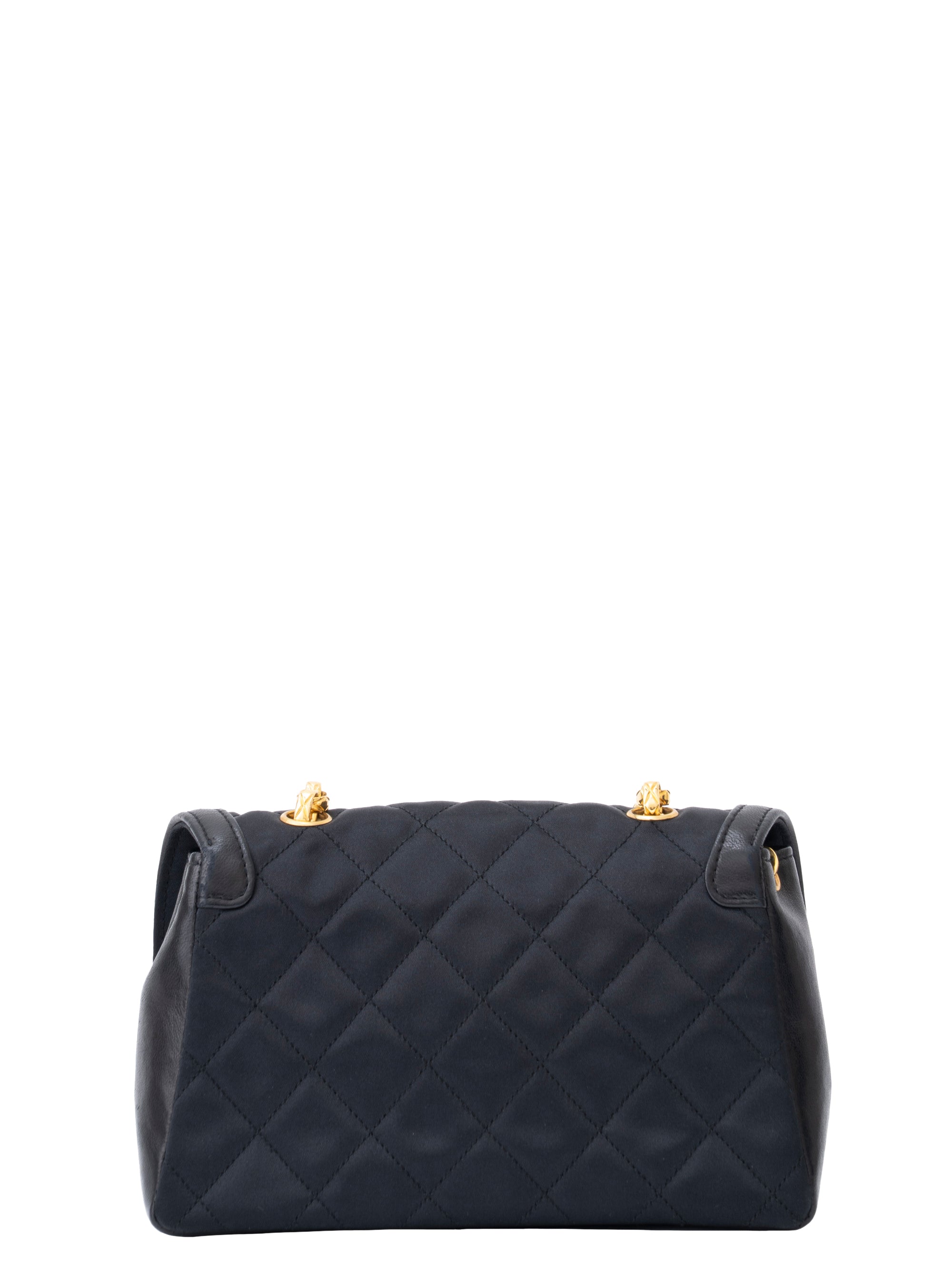 Chanel Matelassé Chain Shoulder Bag with Pouch, Lambskin x Satin, Black, Gold-Tone Hardware