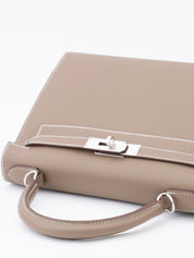 Hermès Kelly 28 Sellier Handbag, B Stamp (2023), Epsom Leather, Etoupe, Silver Hardware