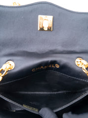 Chanel Matelassé Chain Shoulder Bag with Pouch, Lambskin x Satin, Black, Gold-Tone Hardware