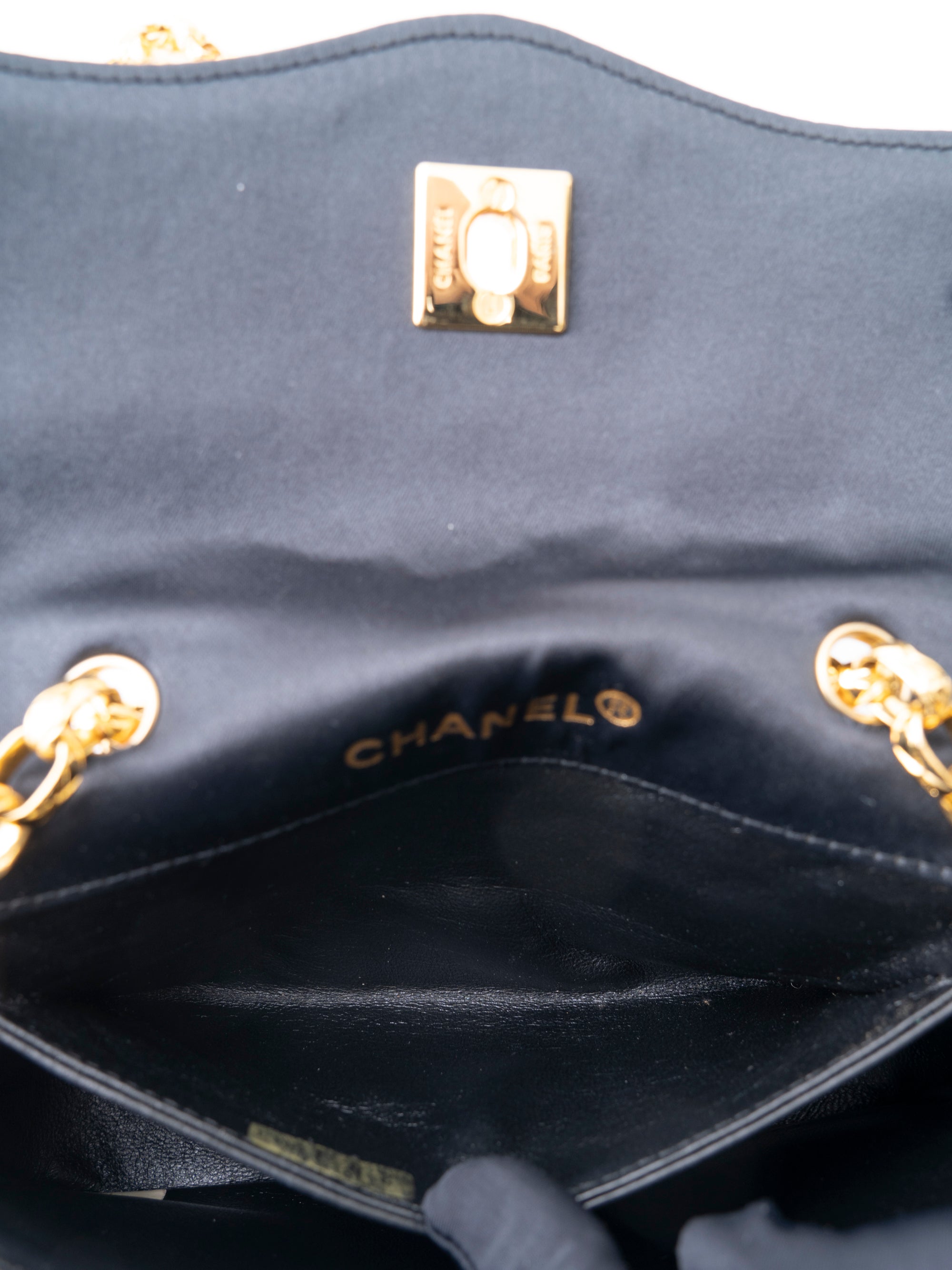 Chanel Matelassé Chain Shoulder Bag with Pouch, Lambskin x Satin, Black, Gold-Tone Hardware