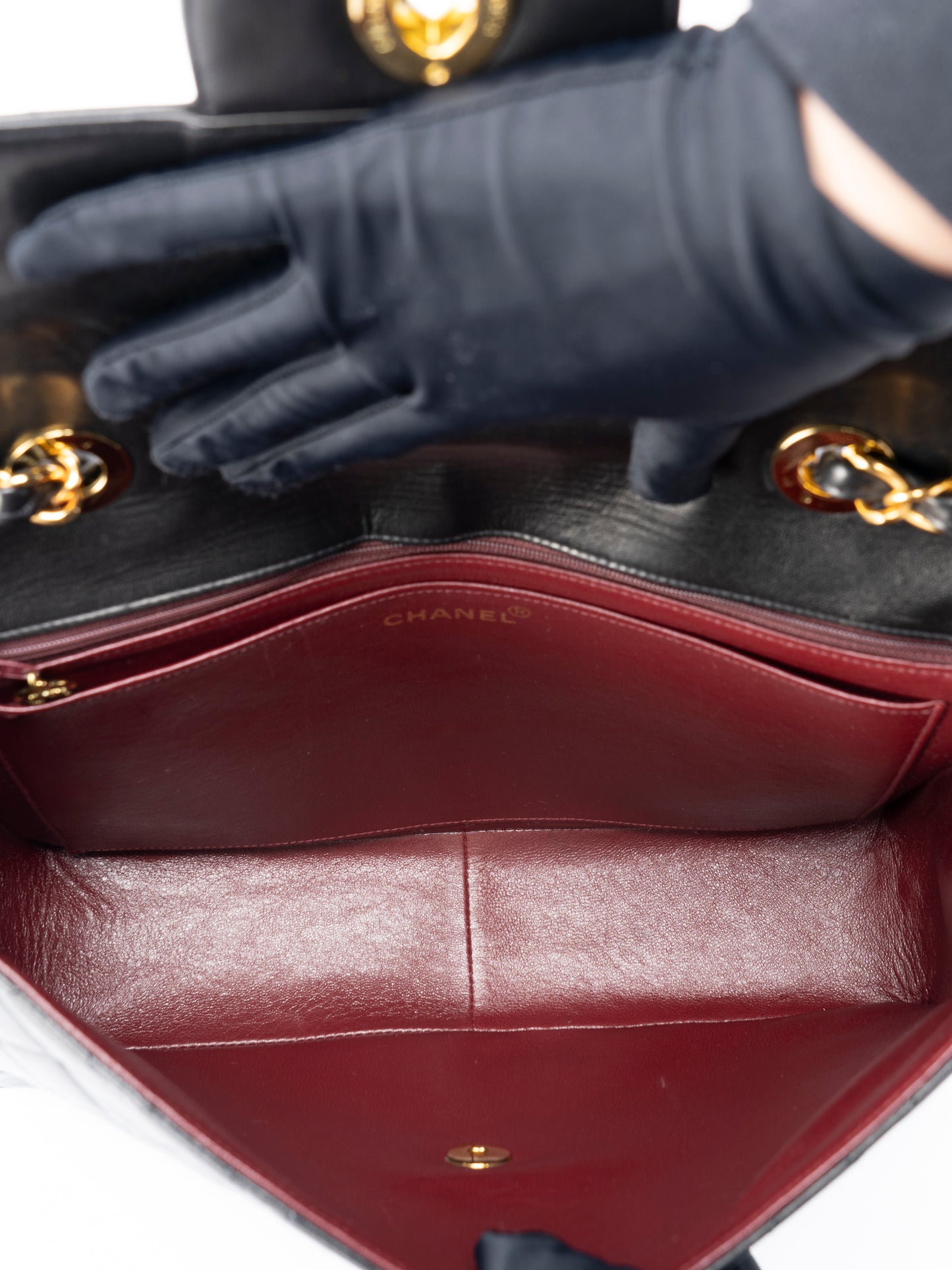 シャネル デカマトラッセ30 チェーンショルダーバッグ ラムスキン ブラック ゴールド金具