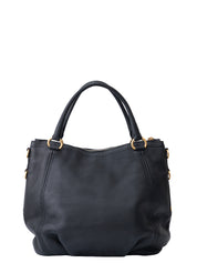 Prada 2-Way Tote Bag Leather Black Gold Hardware