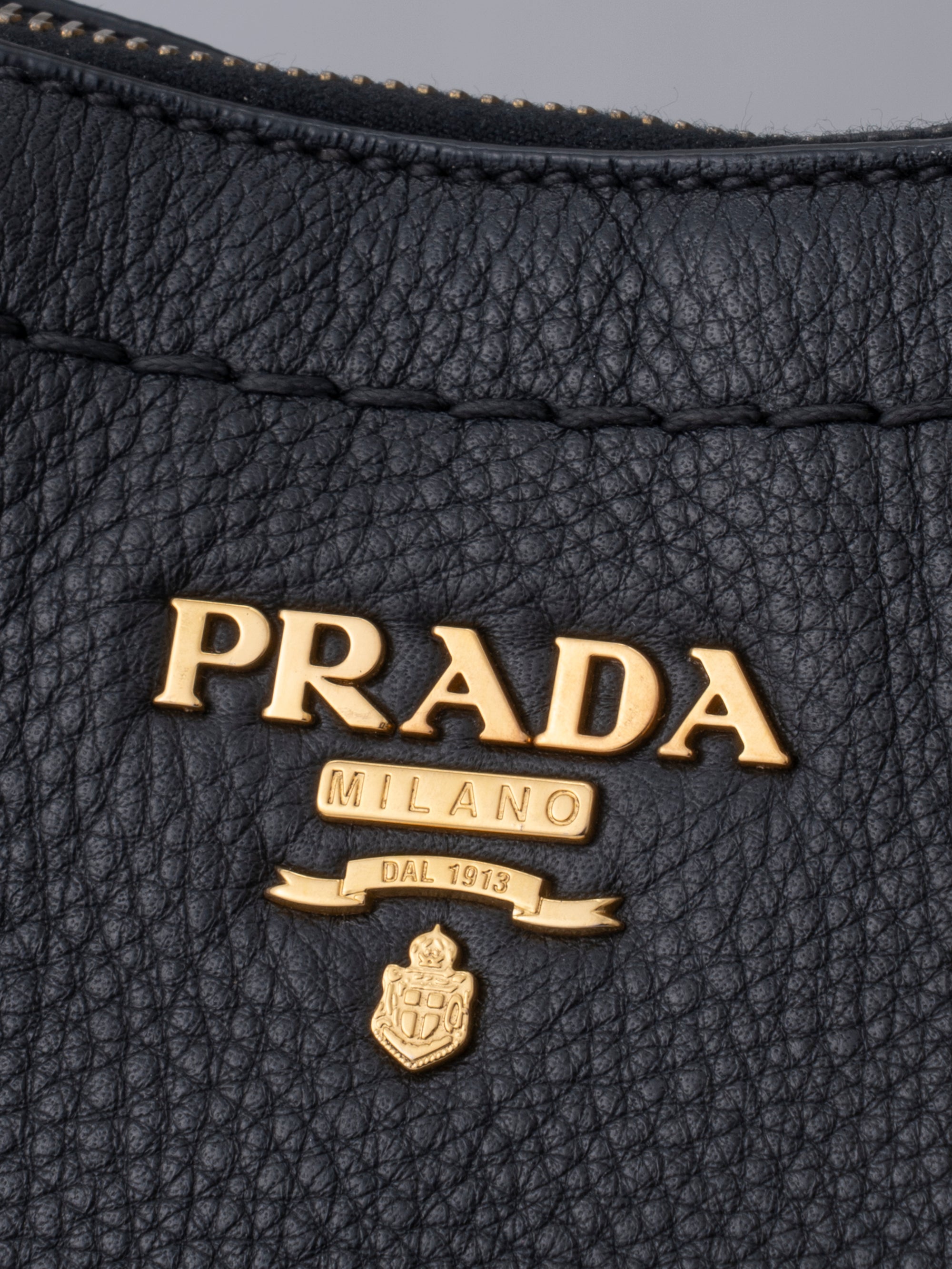 Prada 2-Way Tote Bag Leather Black Gold Hardware