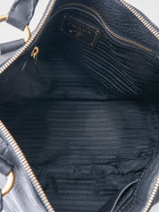 Prada 2-Way Tote Bag Leather Black Gold Hardware
