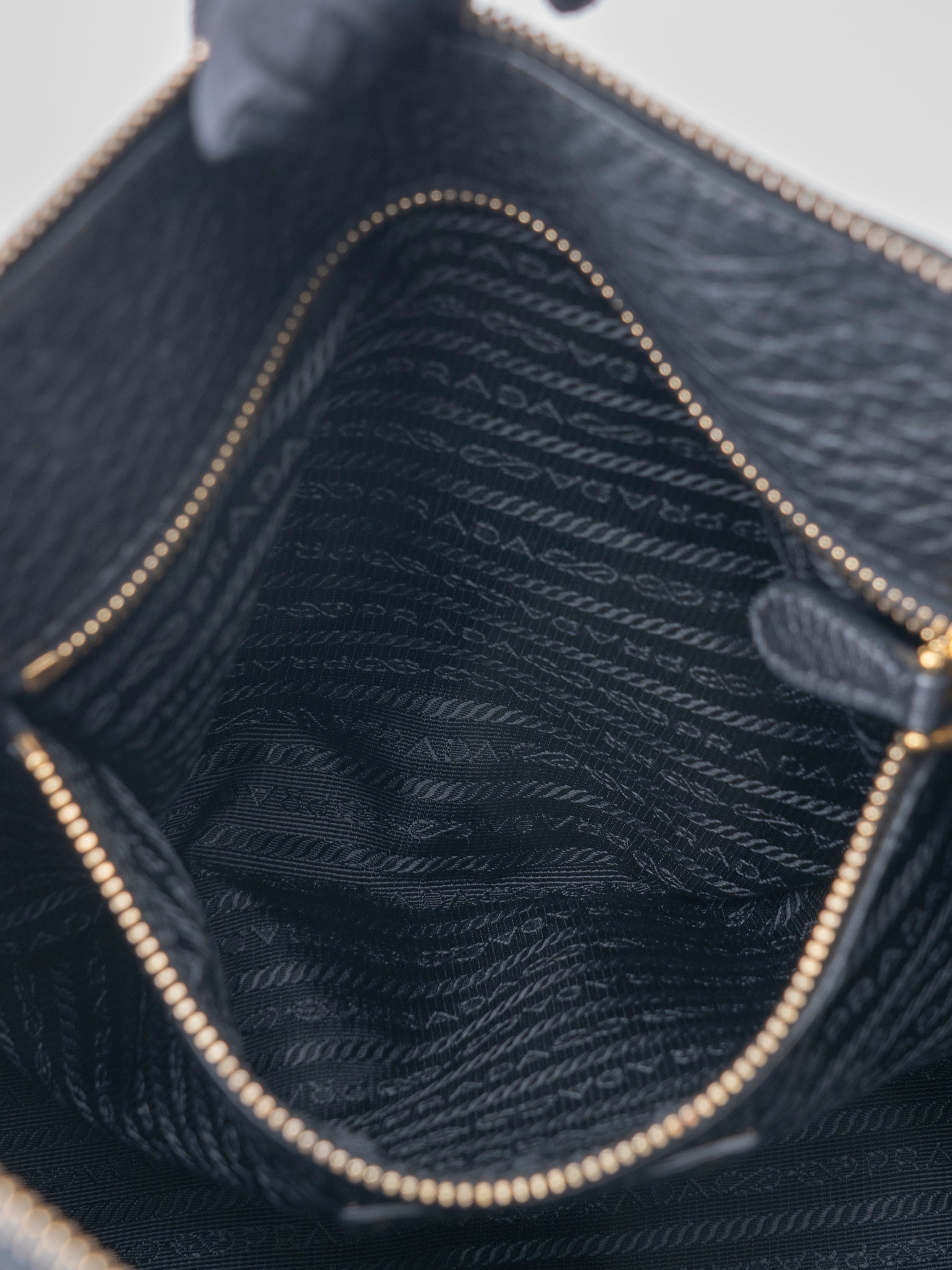 Prada 2-Way Tote Bag Leather Black Gold Hardware