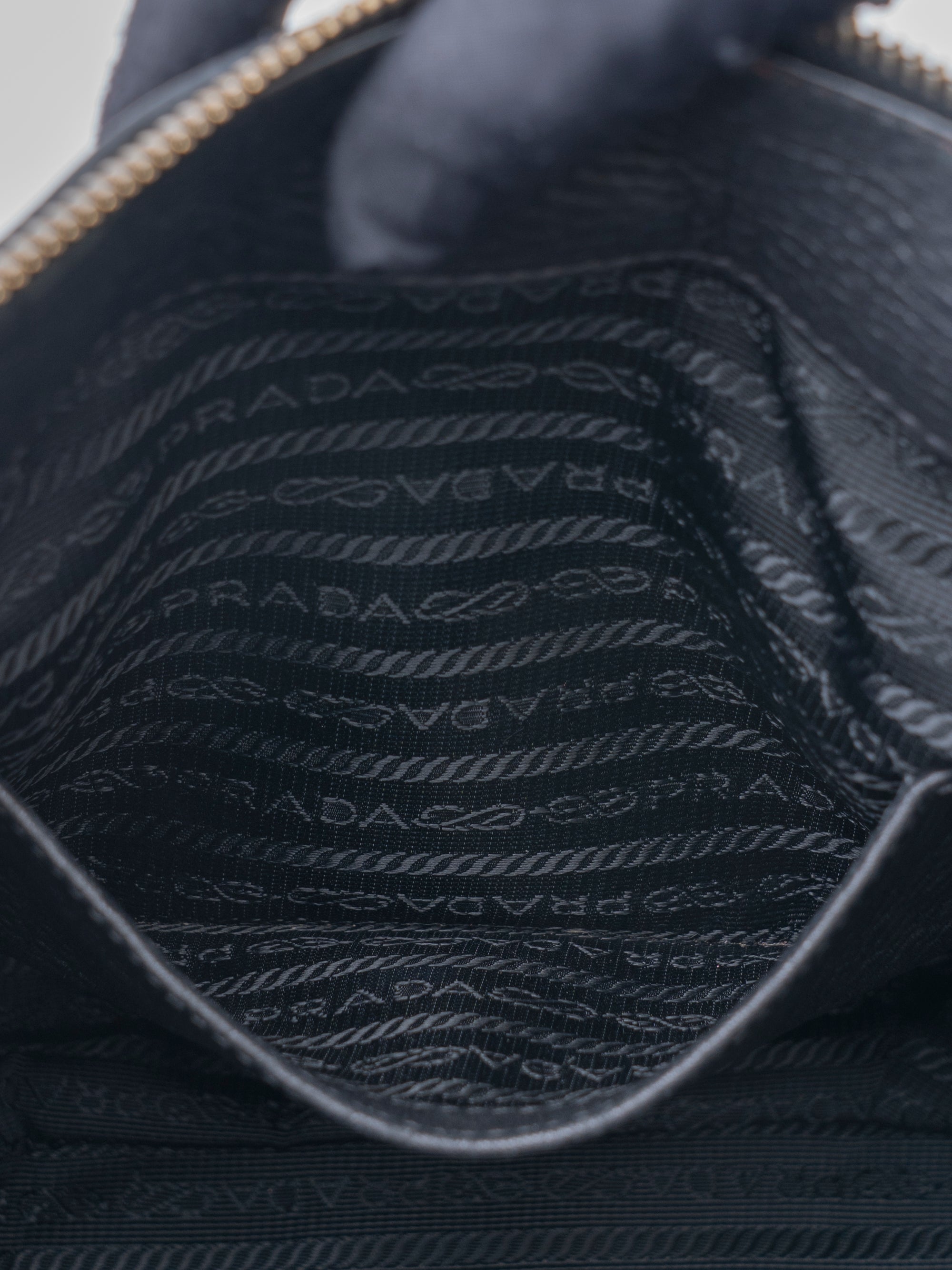 Prada 2-Way Tote Bag Leather Black Gold Hardware
