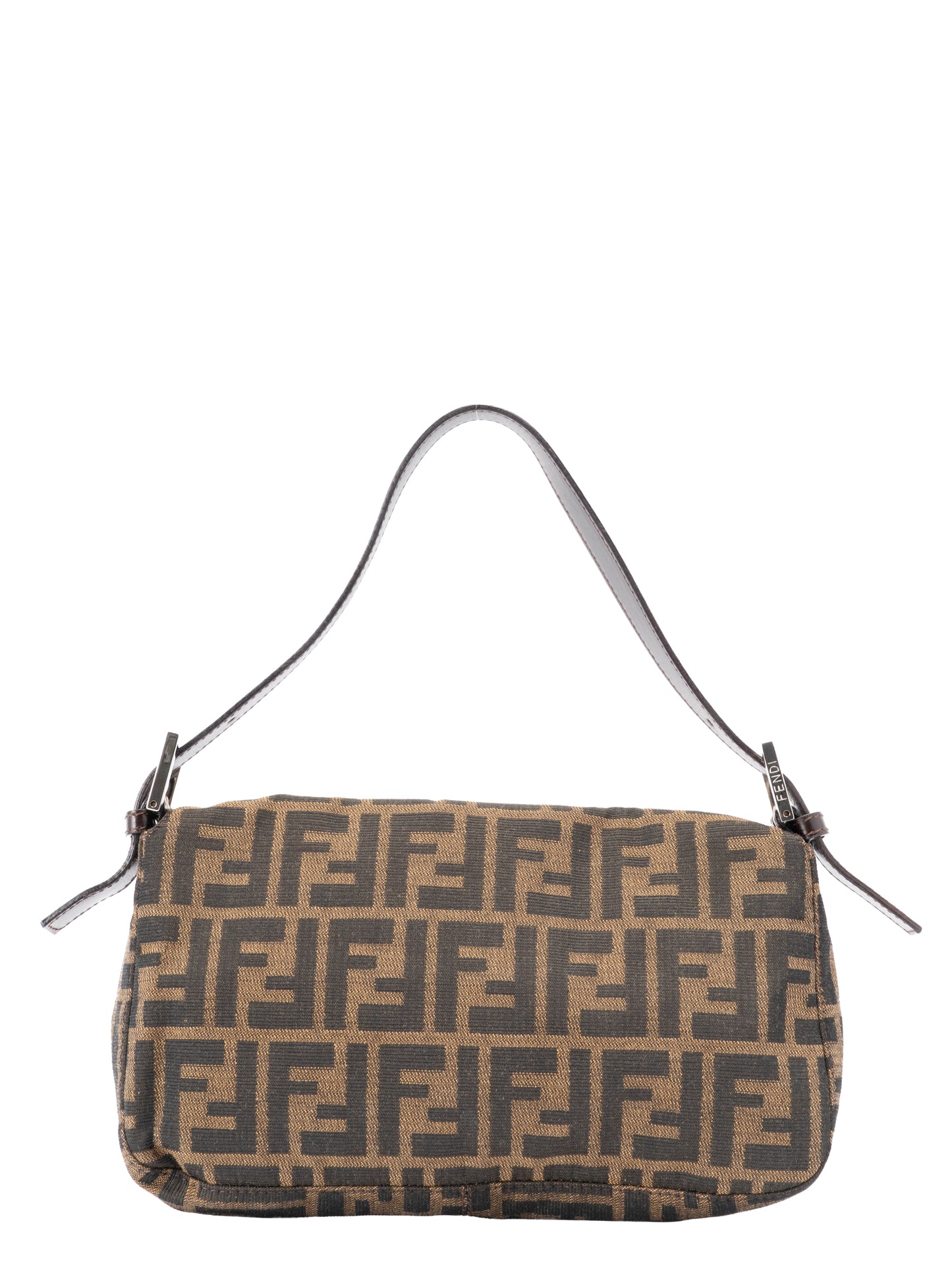 フェンディ ズッカ マンマバケット ショルダーバッグ キャンバス ブラウン シルバー金具