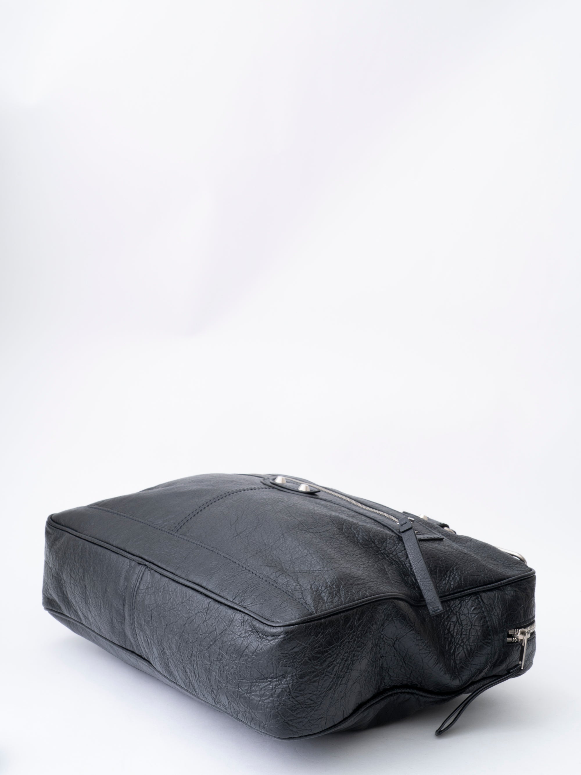 Balenciaga 2WAY Mini Folde ハンドバッグ Briefcase Leather Black Silver Hardware