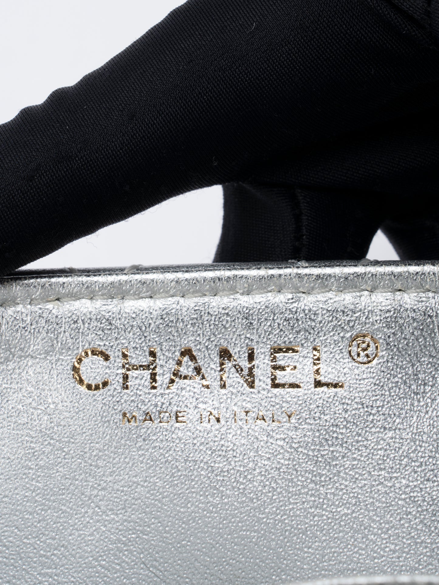 シャネル イーストウエスト Wチェーンショルダーバッグ ラムスキン シルバー ゴールド金具