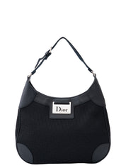 Dior Trotter Shoulder Bag Canvas Black Silver Hardware
