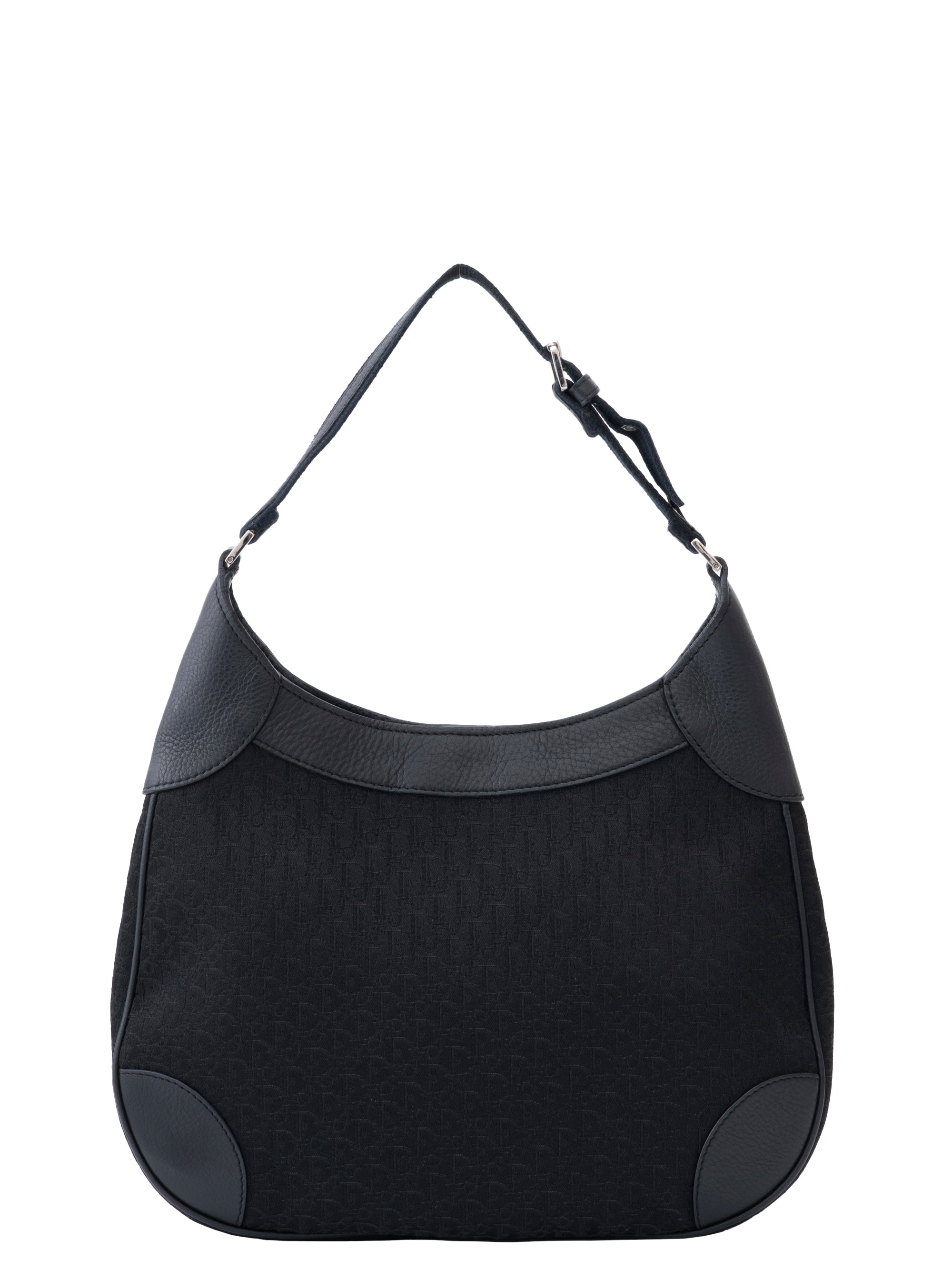 Dior Trotter Shoulder Bag Canvas Black Silver Hardware