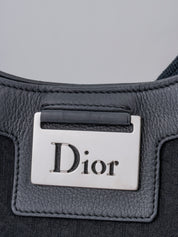 Dior Trotter Shoulder Bag Canvas Black Silver Hardware