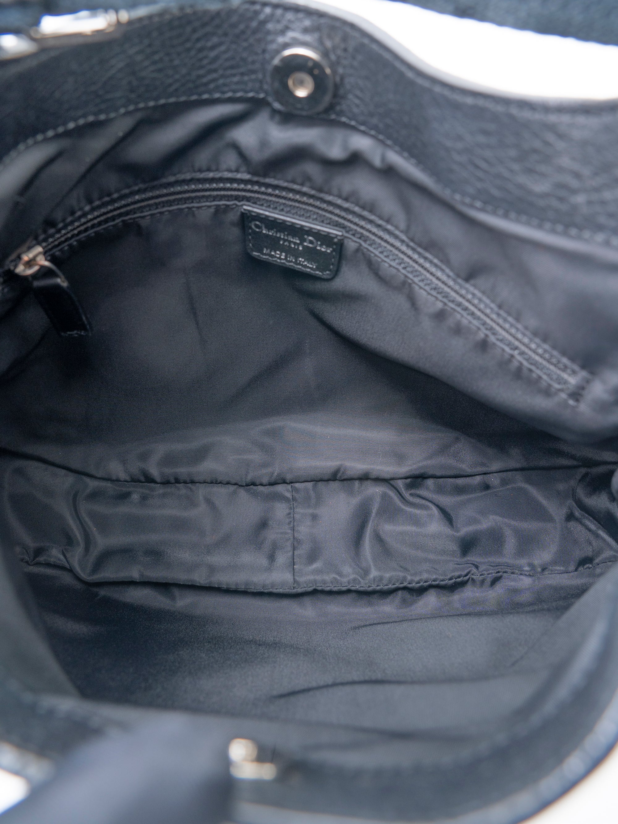 Dior Trotter Shoulder Bag Canvas Black Silver Hardware