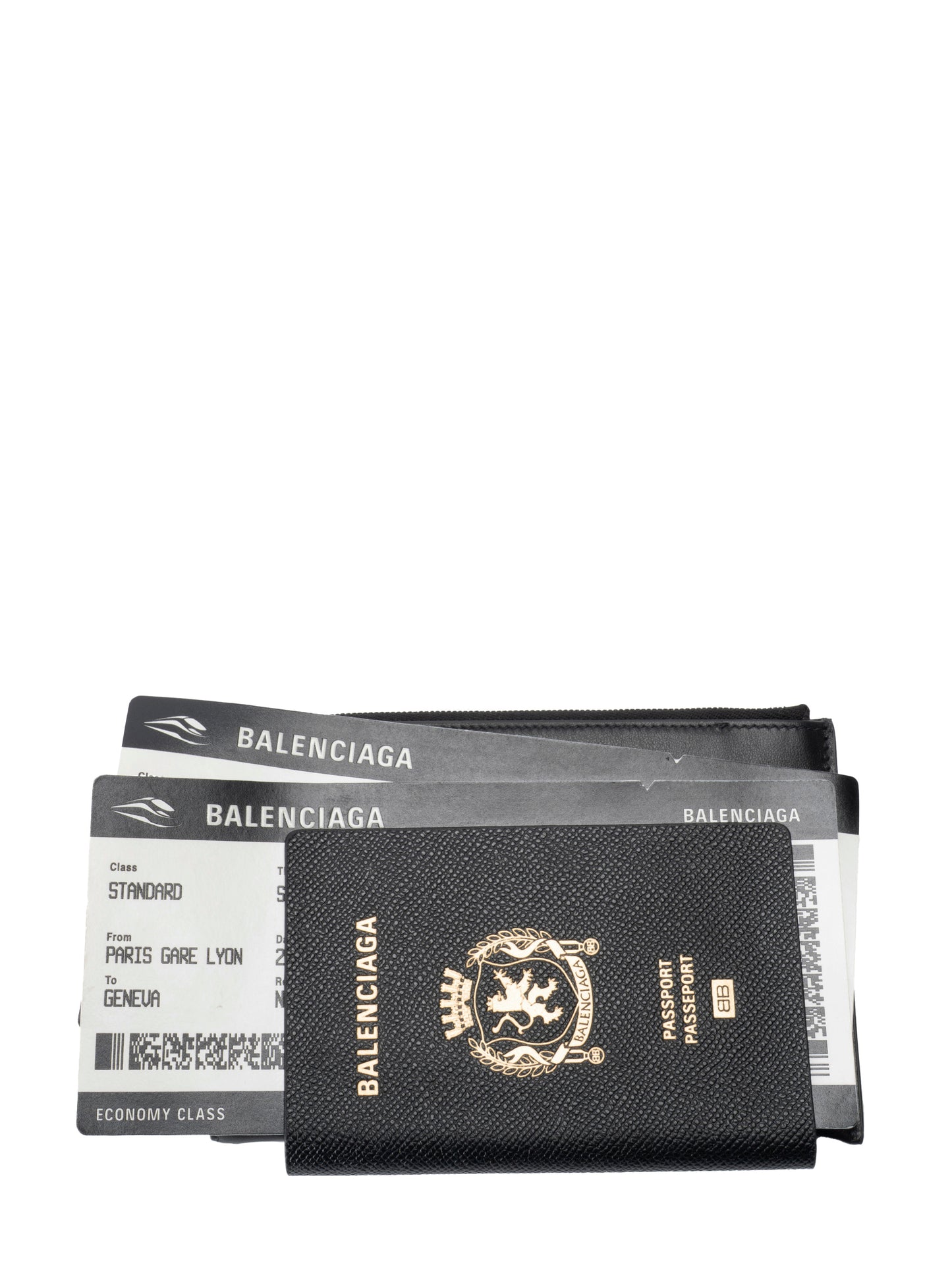 バレンシアガ パスポートフォンケース レザー ブラック シルバー金具