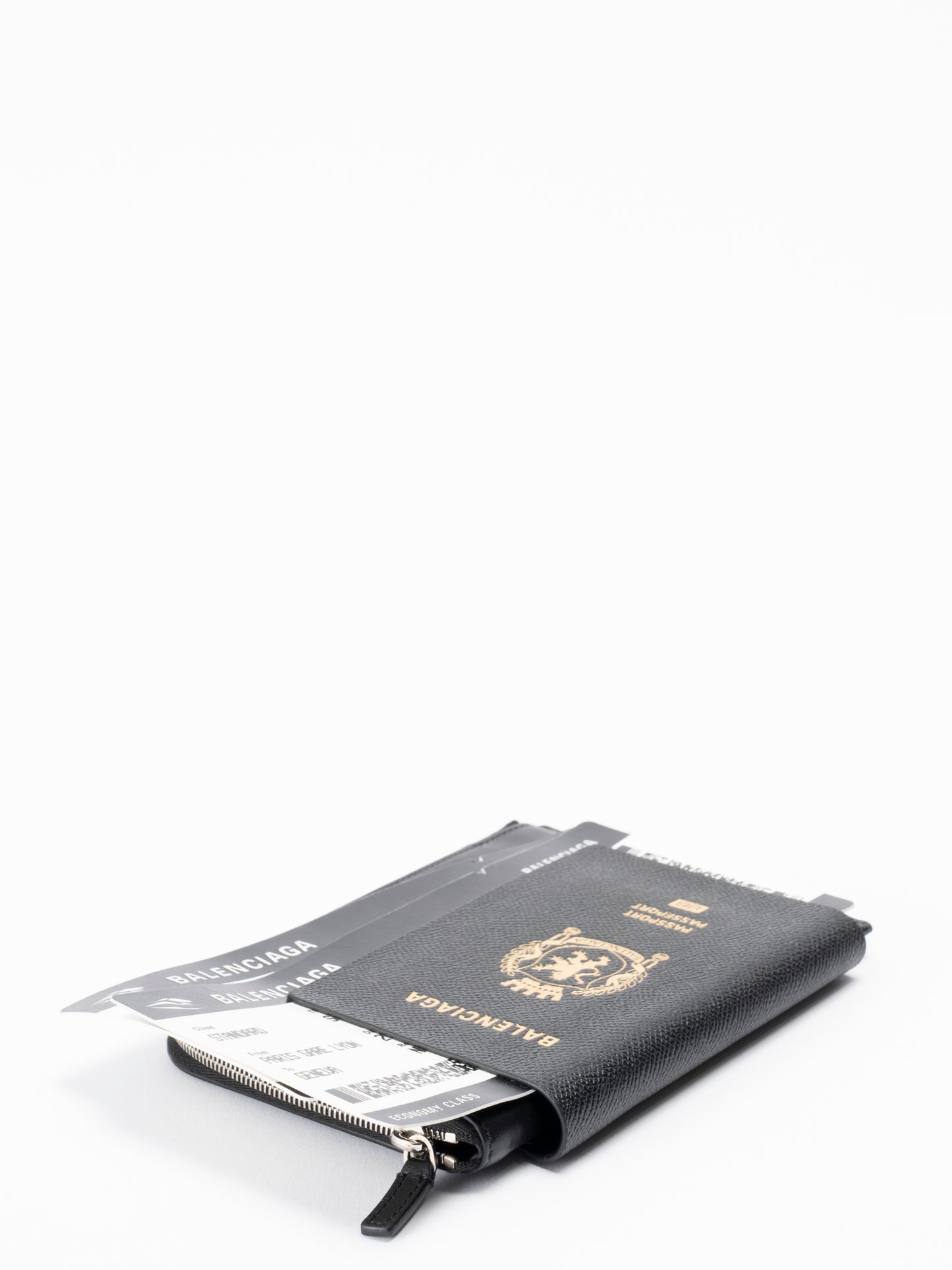 バレンシアガ パスポートフォンケース レザー ブラック シルバー金具